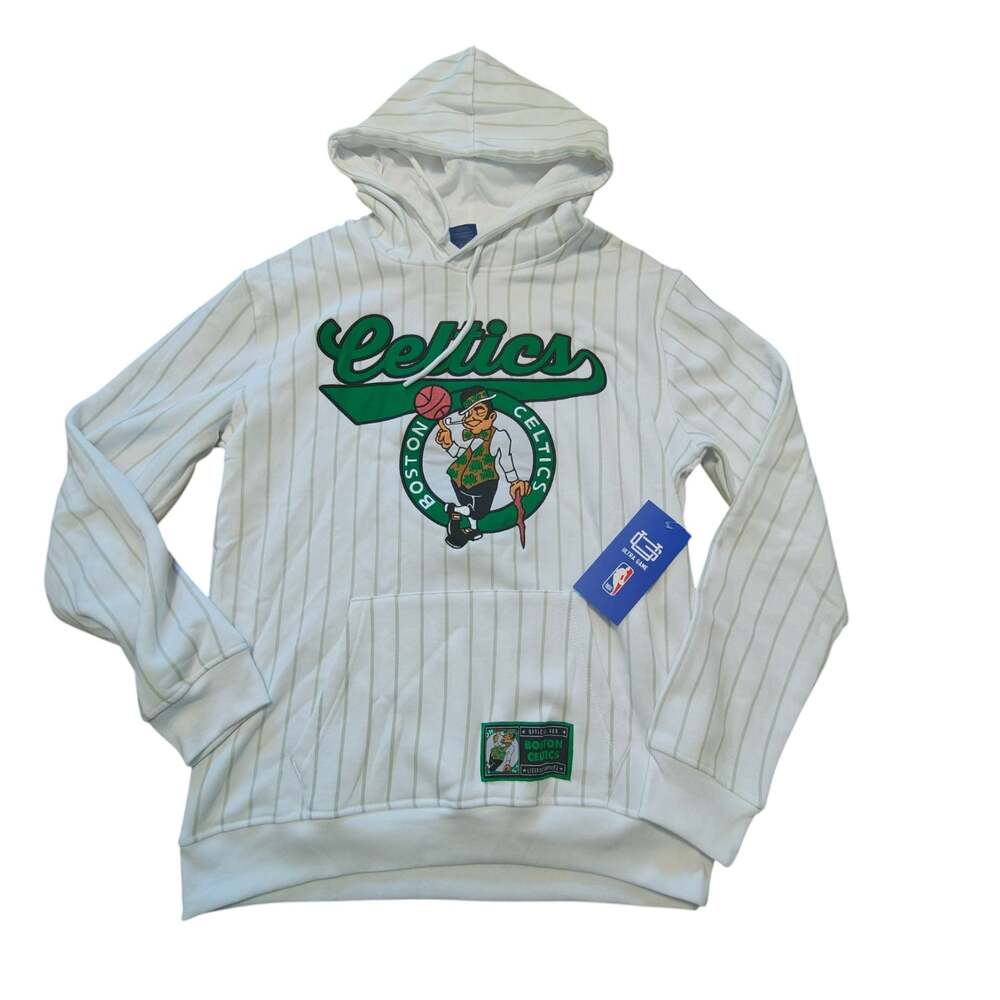 Ultra Game NBA Boston Celtics Small Pinstripe Pullover Hoodie Sweatshirt NWT